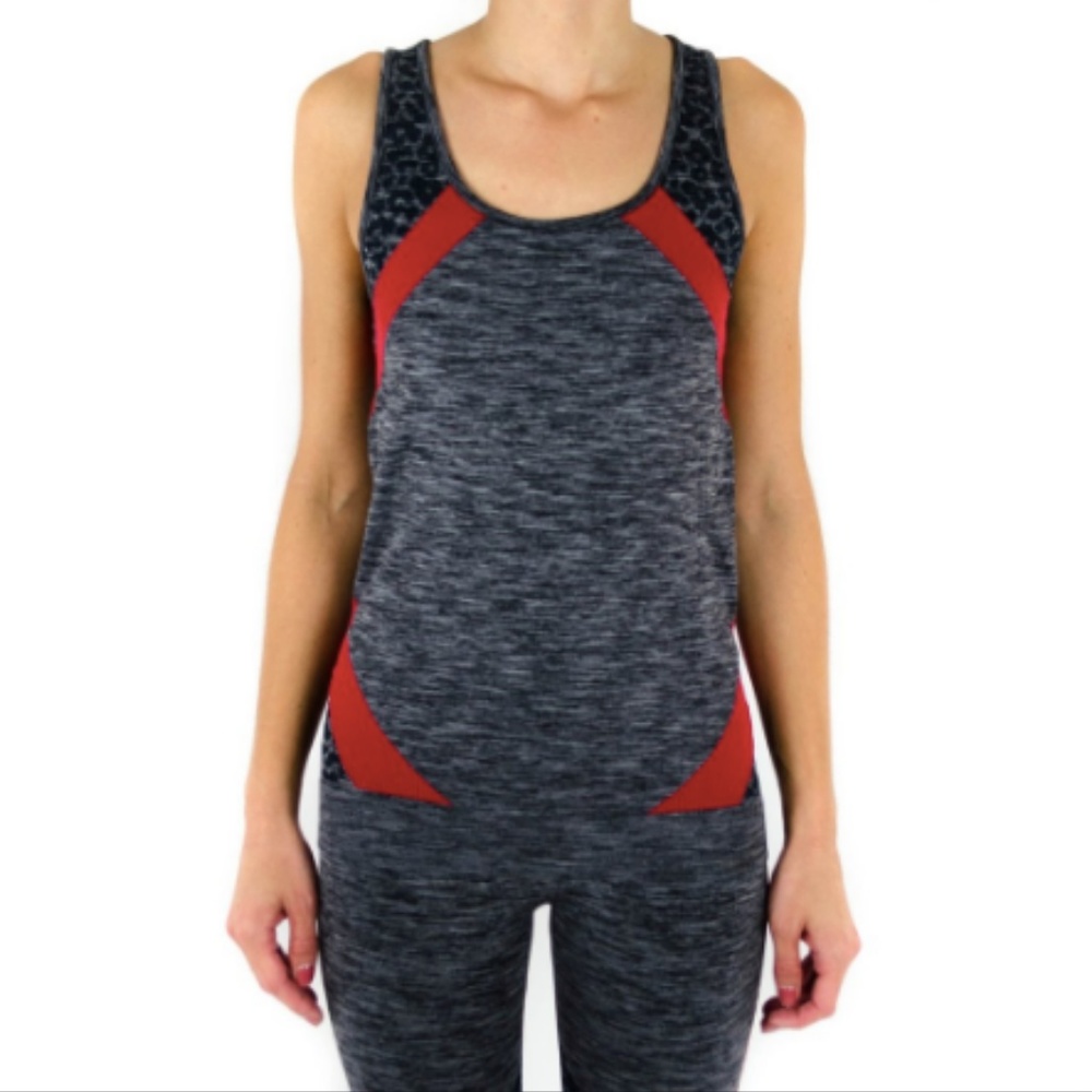 NEW with Tags!! LAAIN Raphaela Seamless Vest, Red/Grey